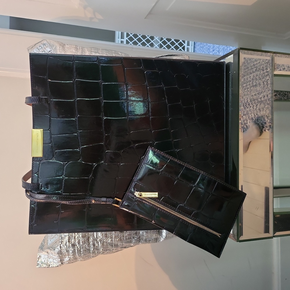 Stella McCartney Black Croc-Embossed Tote